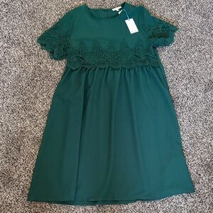 Tea n Rose Green Lace Midi Dress